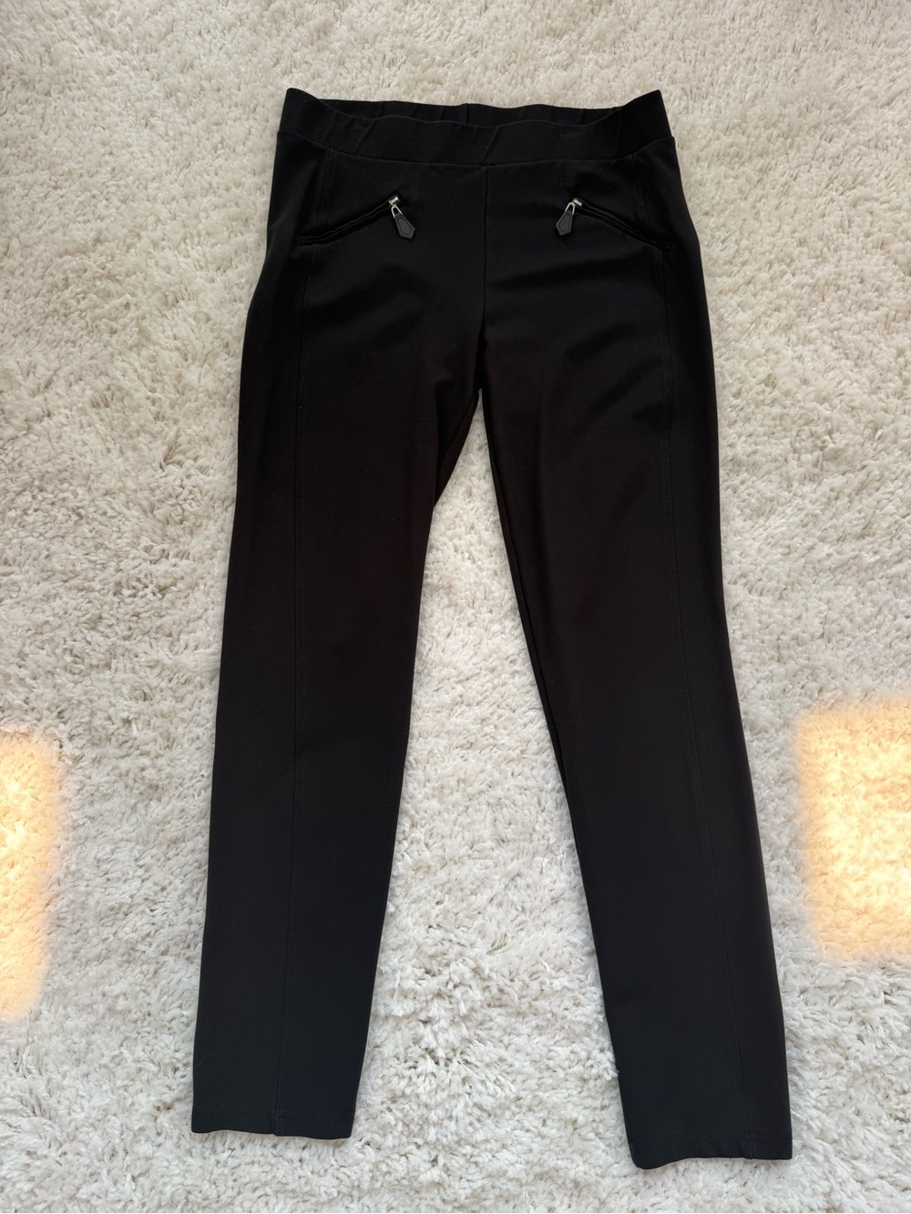 Ashley Blue Black Leggings with Elastic Waist Size L